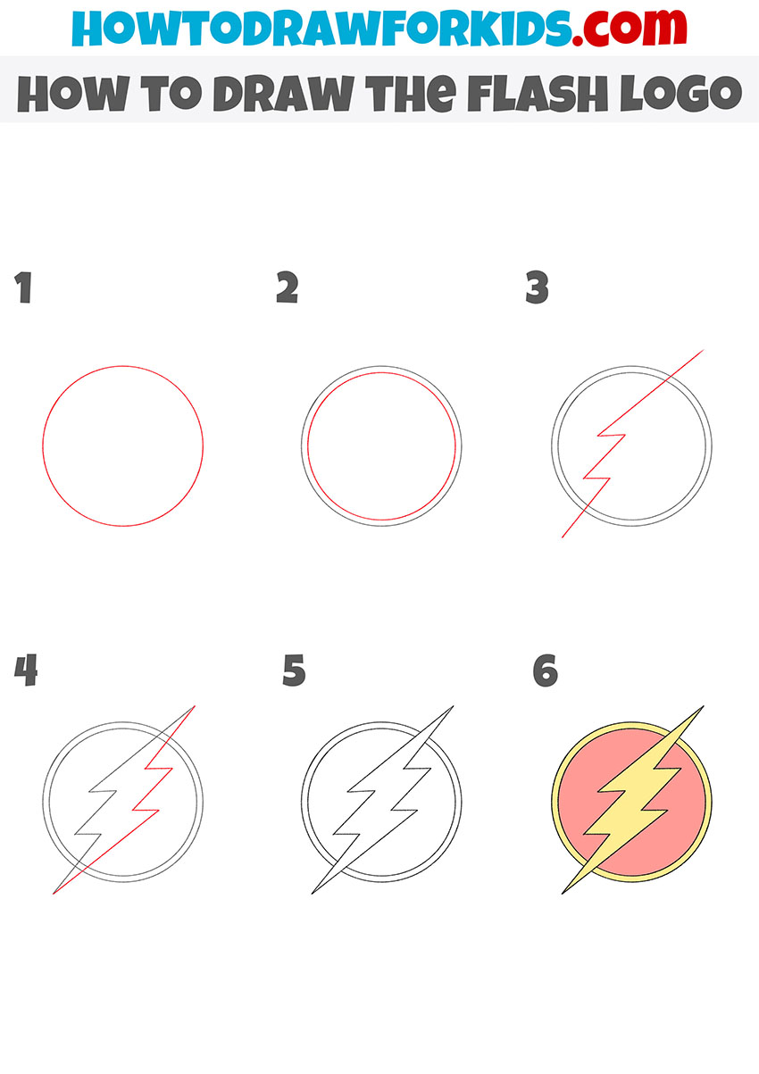 how to draw the flash logo step by step