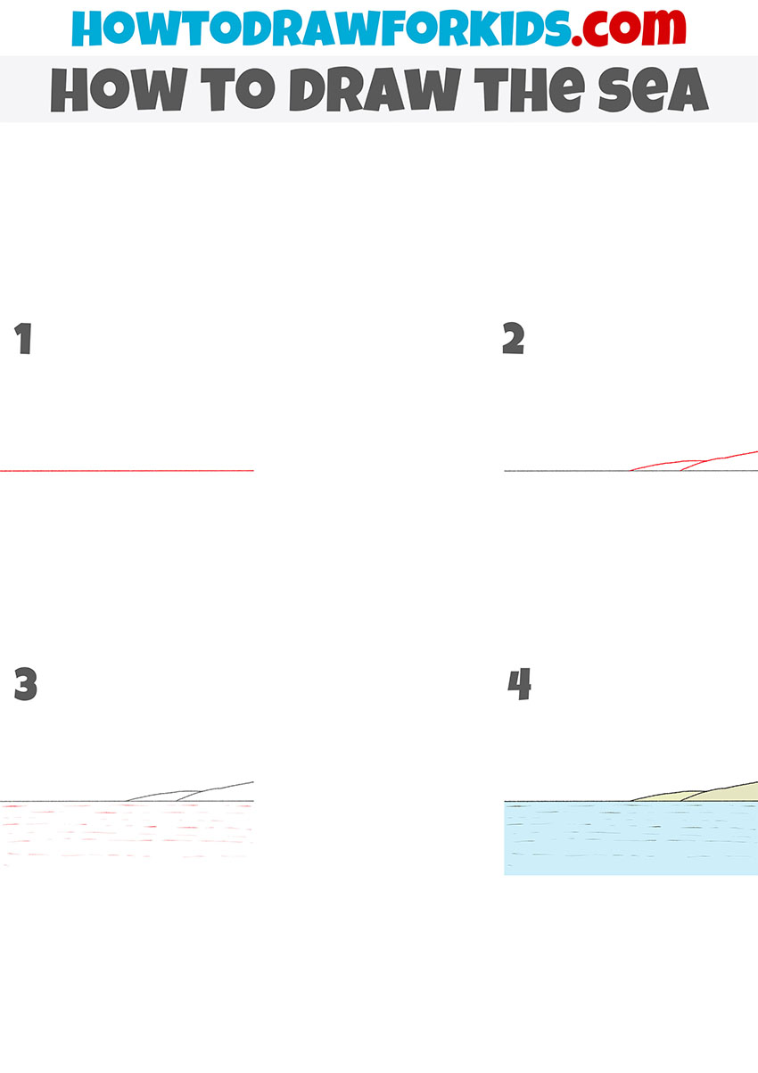 how to draw the sea step by step