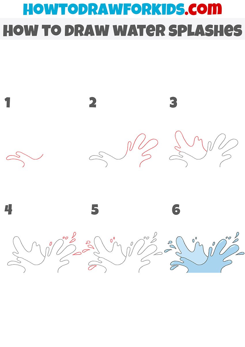 how to draw water splashes step by step
