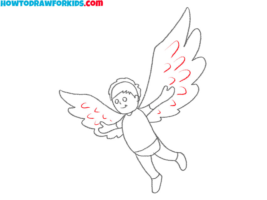 realistic person with wings drawing