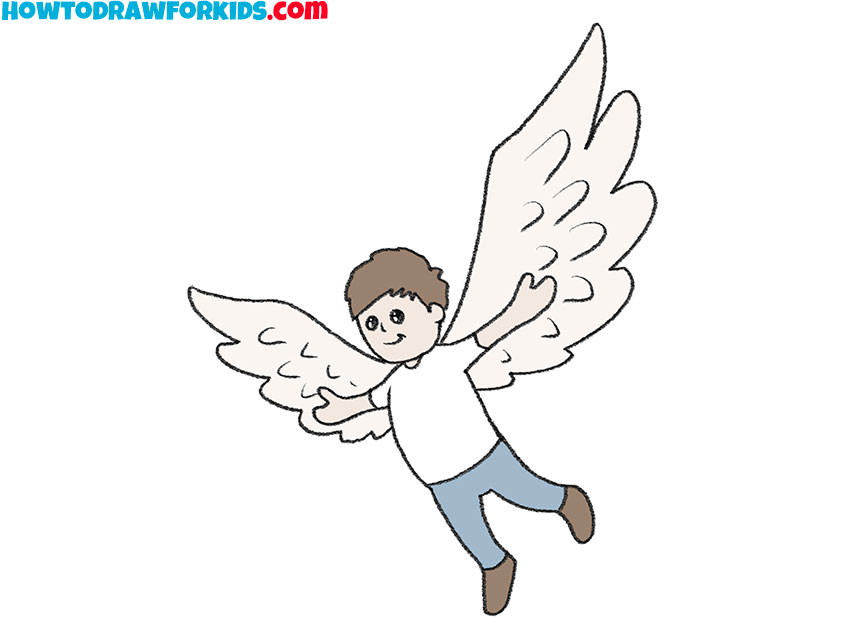 how to draw a person with wings drawing