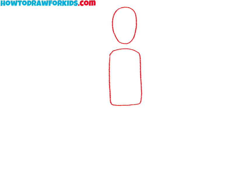 Draw the head and torso from behind