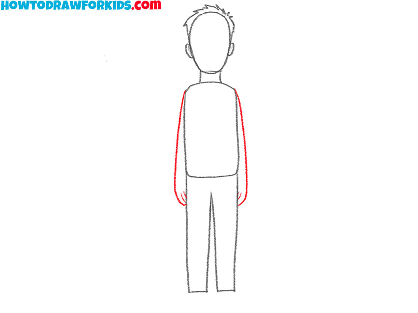 Sketch the arms along the sides