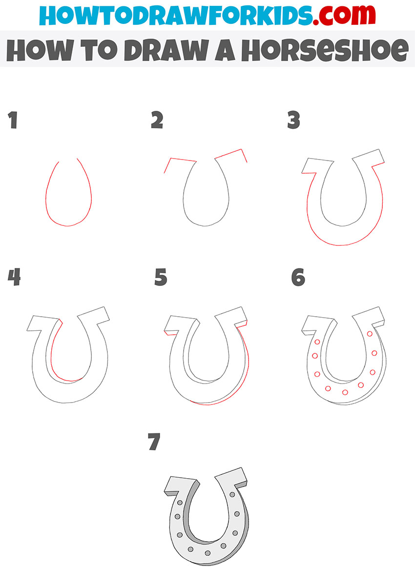 how to draw a horseshoe step by step