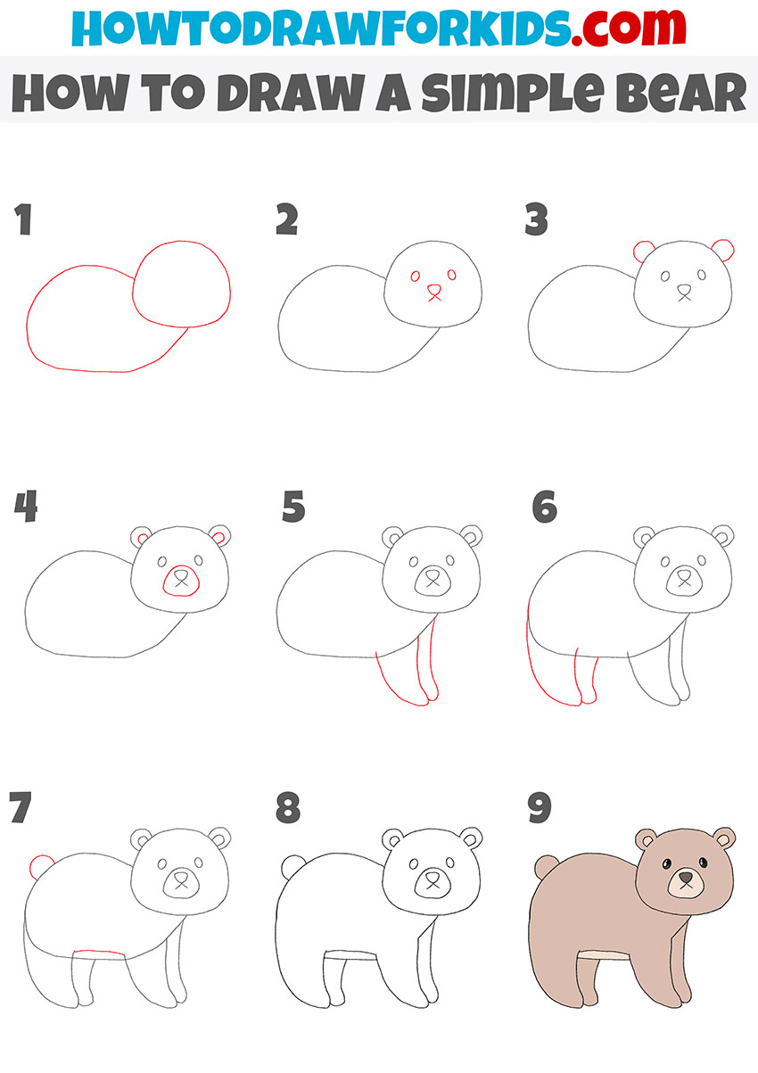 how to draw a simple bear step by step