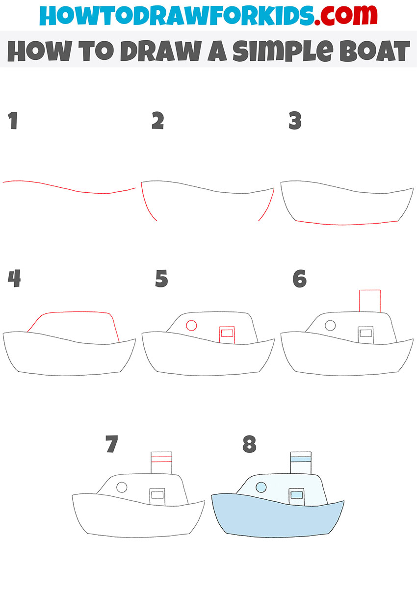 how to draw a simple boat step by step