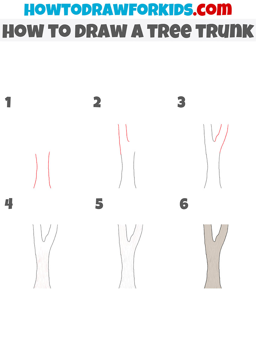 how to draw a tree trunk step by step