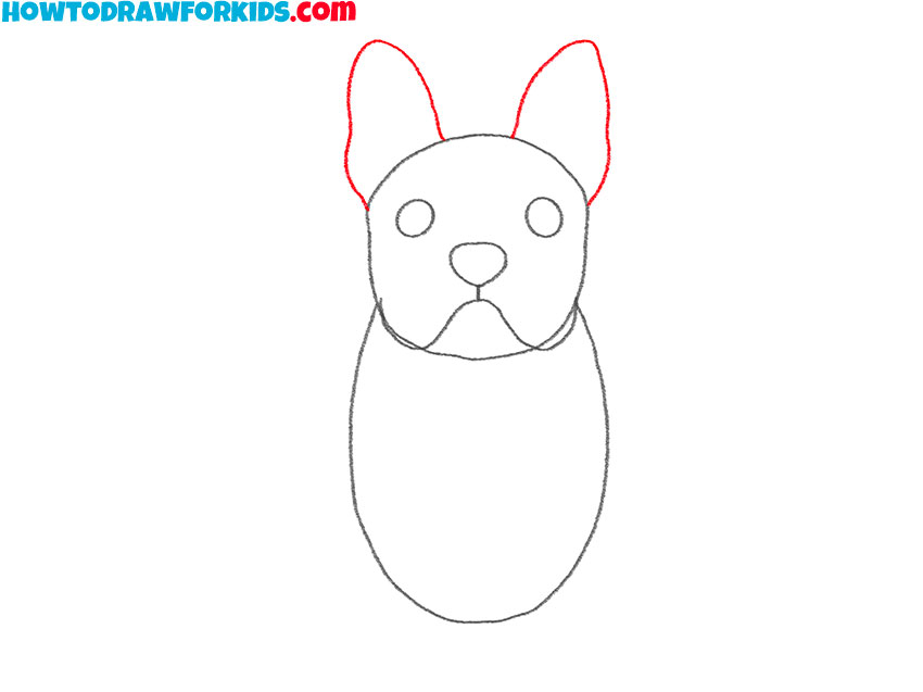 Sketch the ears of the dog