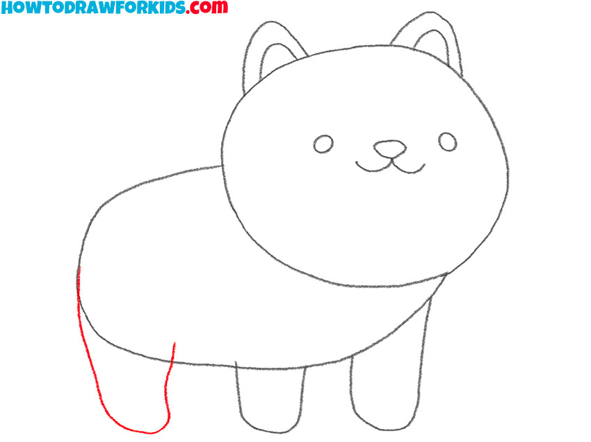 Draw the hind leg of the dog