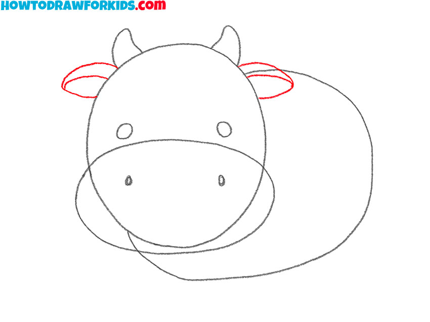 Draw the ears of the cow
