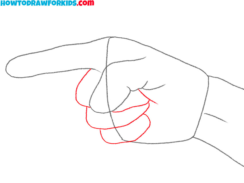 Draw the rest of the fingers