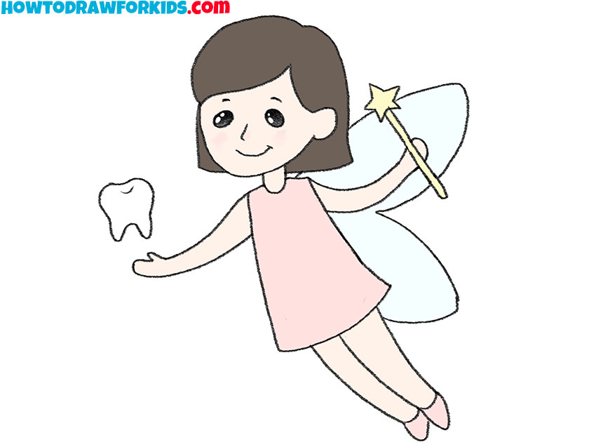 Color the tooth fairy drawing