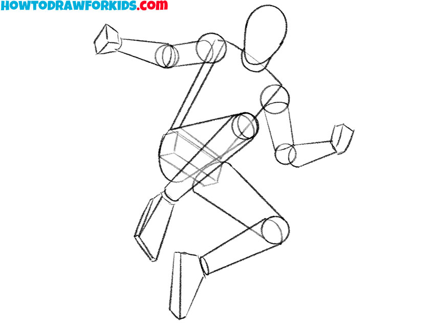 Drawing complex poses and figures using geometric construction shapes