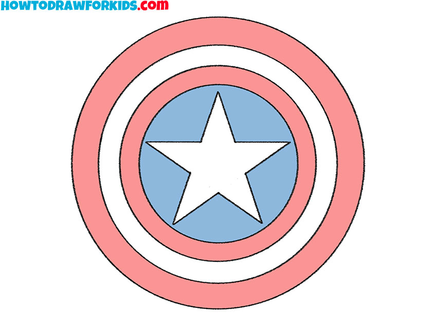 Color the drawing of Captain America’s shield