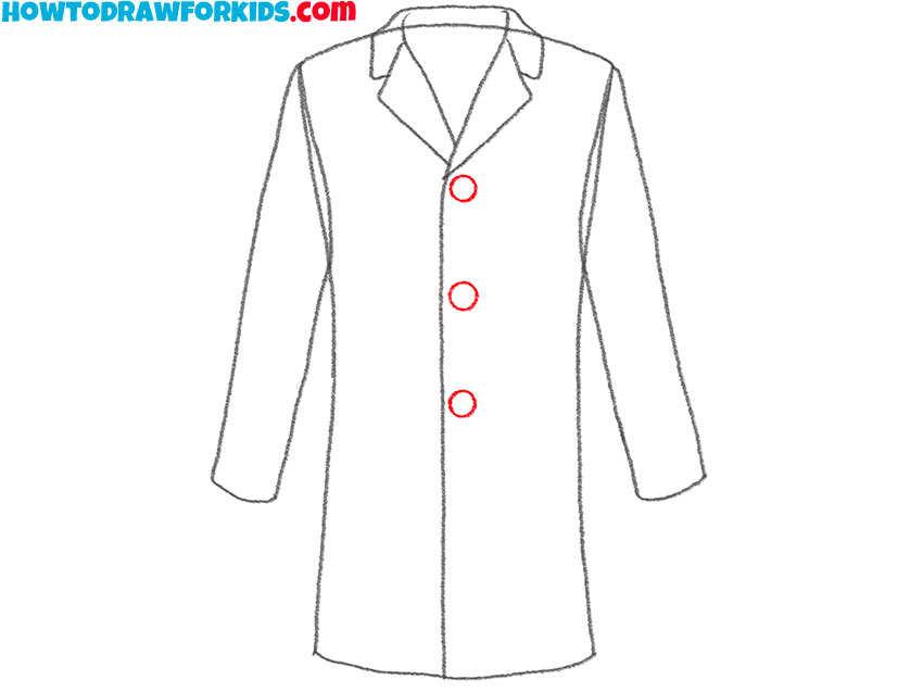 Illustrate the buttons of the coat