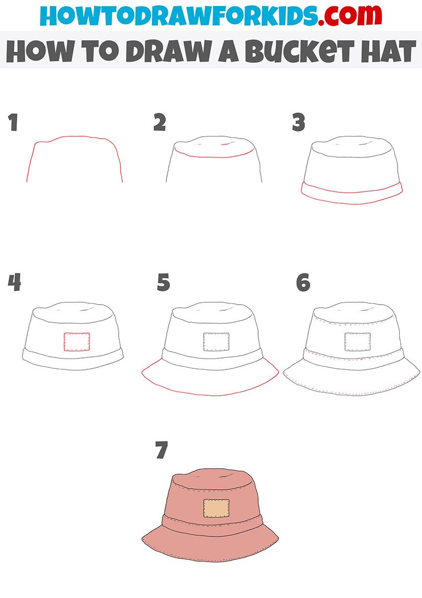 how to draw a bucket hat step by step