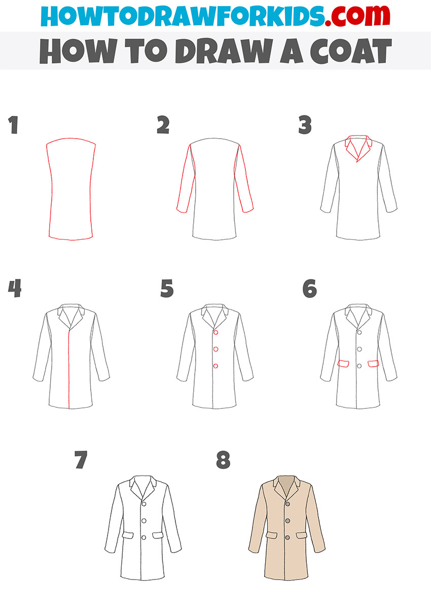 how to draw a coat step by step