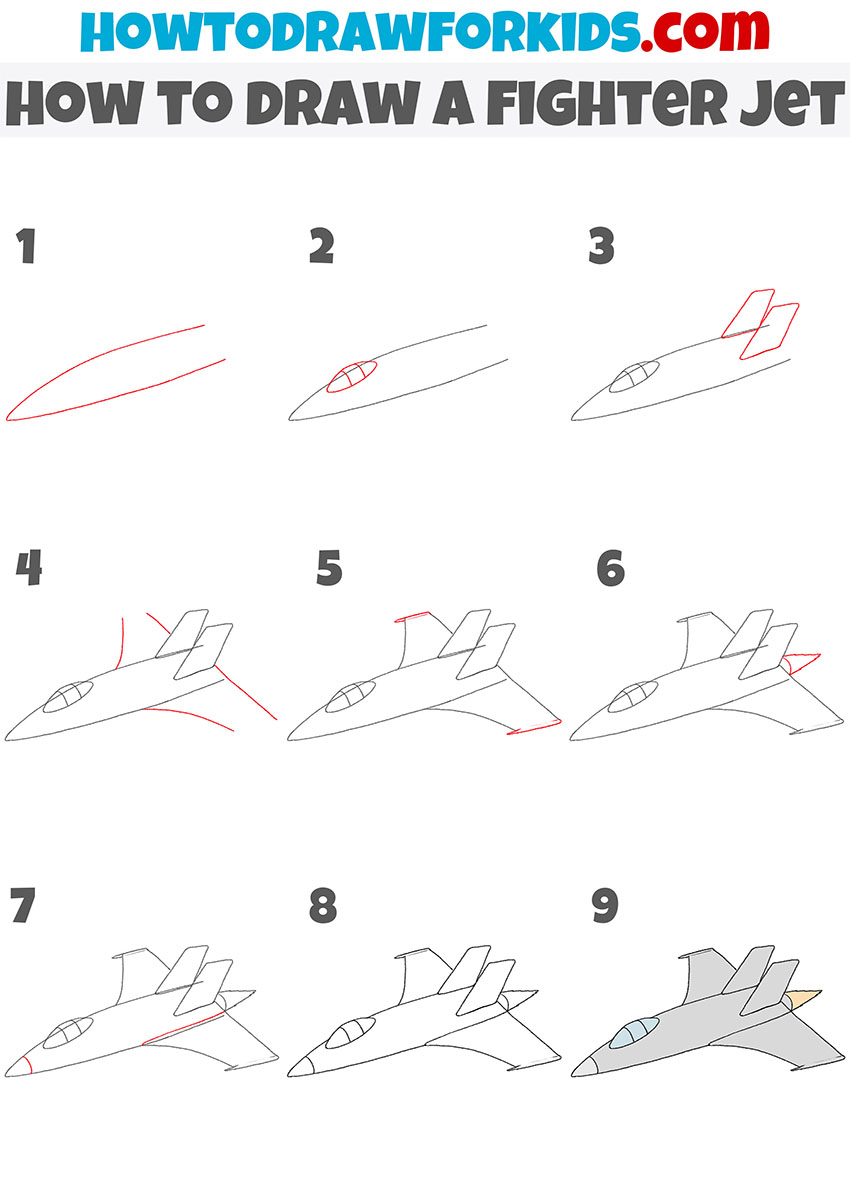 how to draw a fighter jet step by step