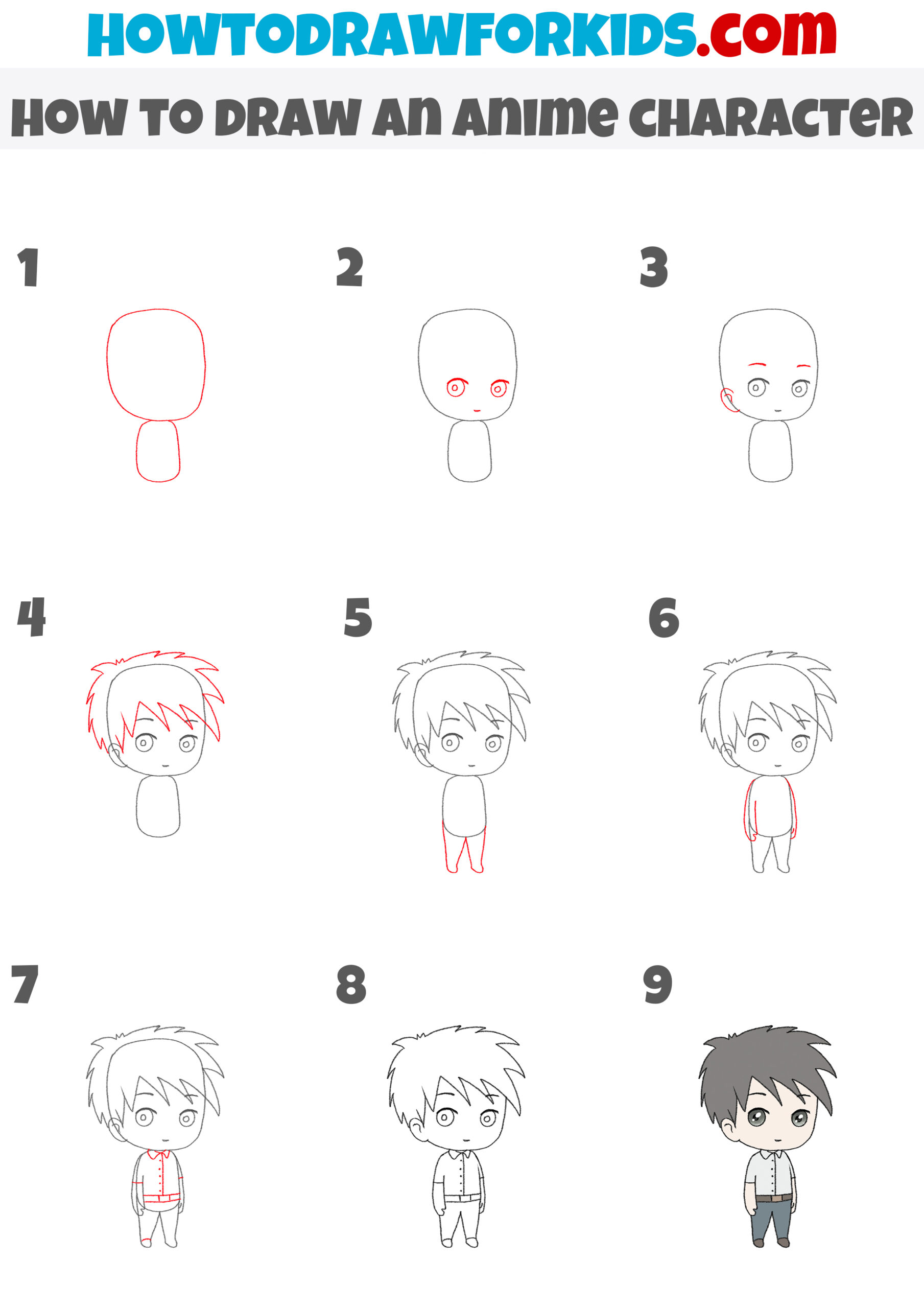 how to draw an anime character step by step