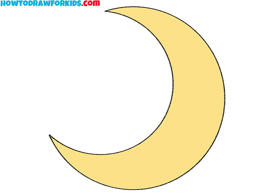 how to draw a half moon easy