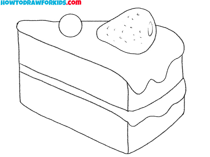 how to draw a 3d piece of cake