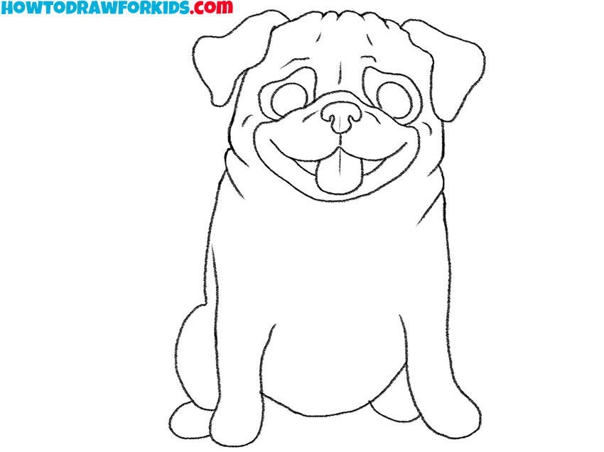 how to draw a pug dog easy