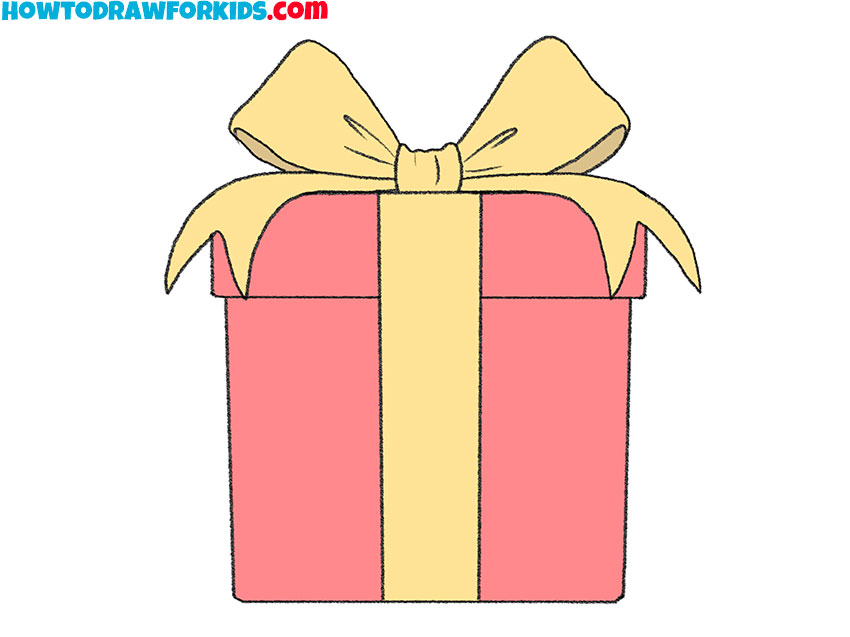 how to draw a present box easy