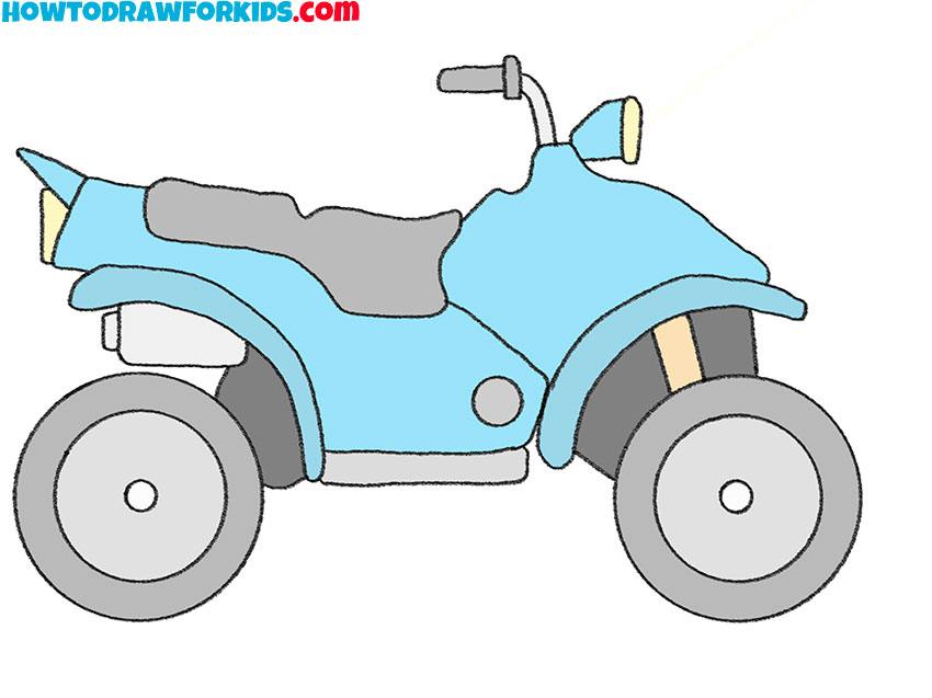 Color the four-wheeler drawing