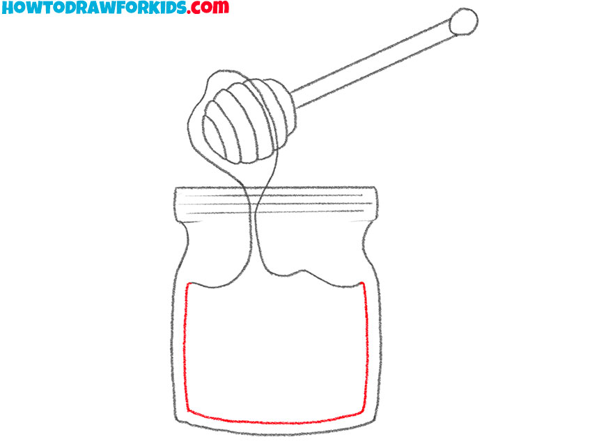 Sketch the honey inside the jar