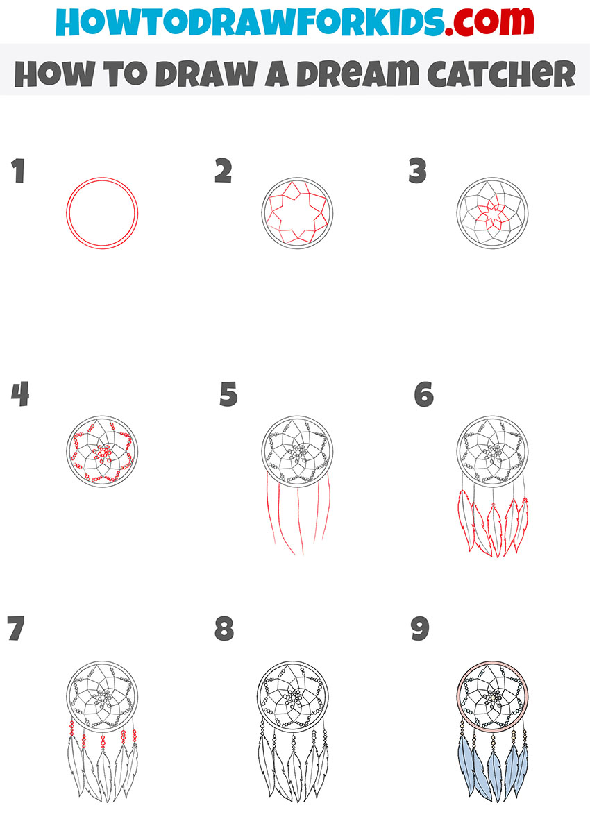 how to draw a dream catcher step by step