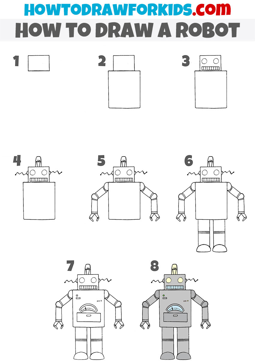 How to Draw a Robot: 2 Different Easy Ways