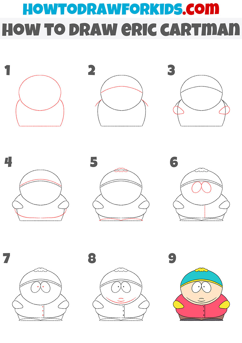 how to draw eric cartman step by step