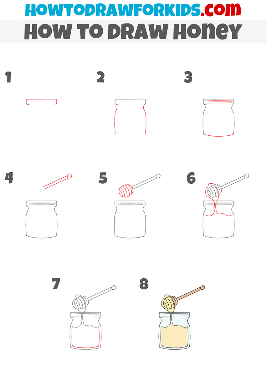 how to draw honey step by step