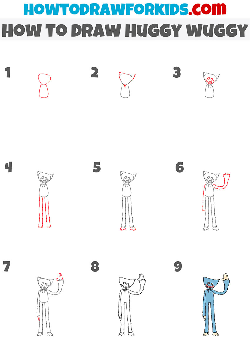 how to draw huggy wuggy step by step