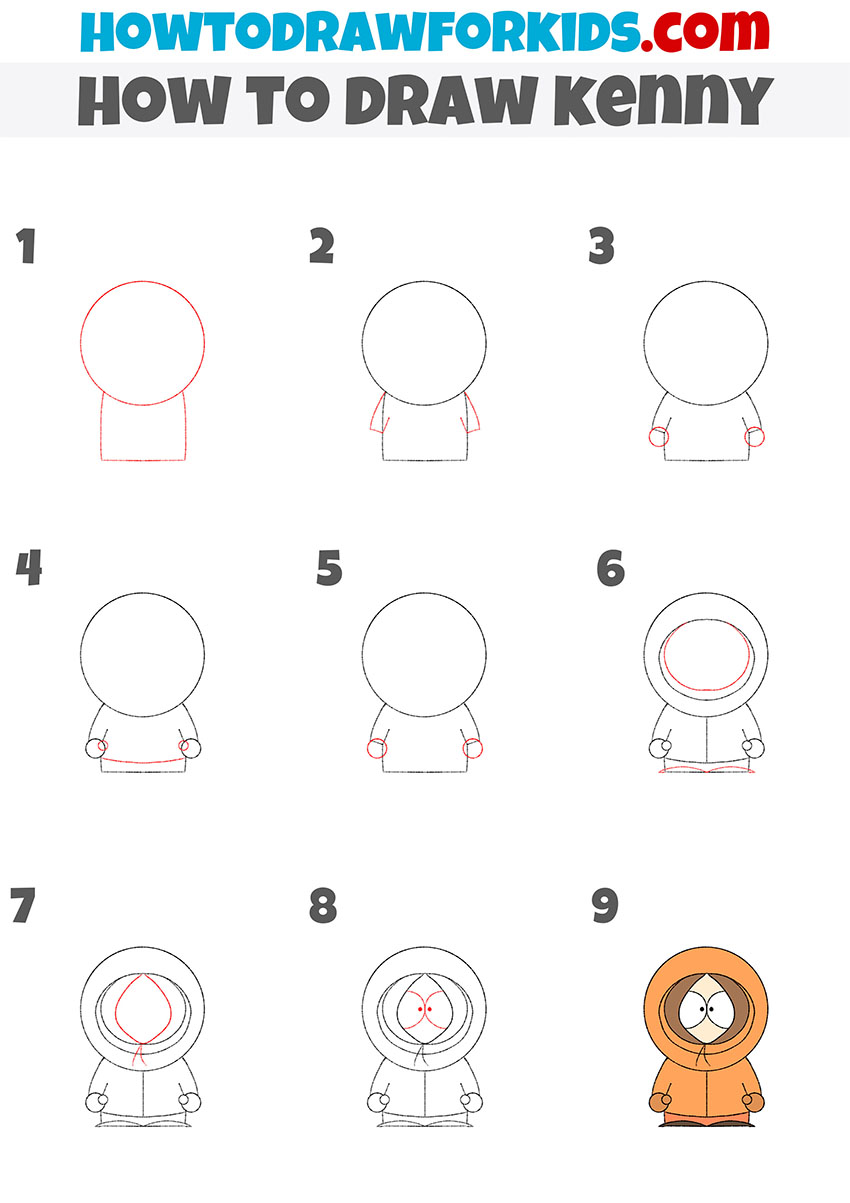 how to draw kenny step by step