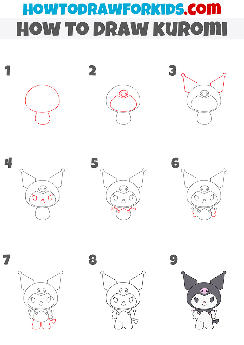 how to draw kuromi step by step
