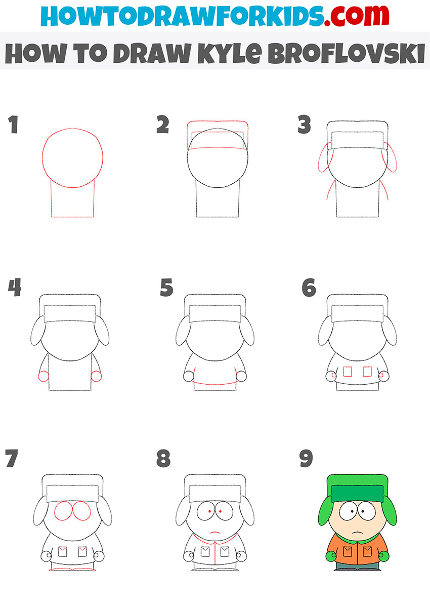 how to draw kyle broflovski step by step