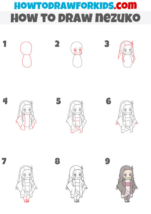How to Draw Nezuko - Easy Drawing Tutorial For Kids