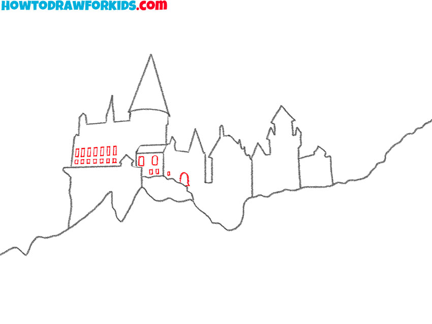 how to draw hogwarts castle simple