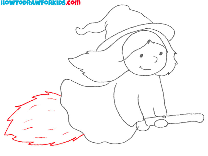 7 step continuation of drawing a broom