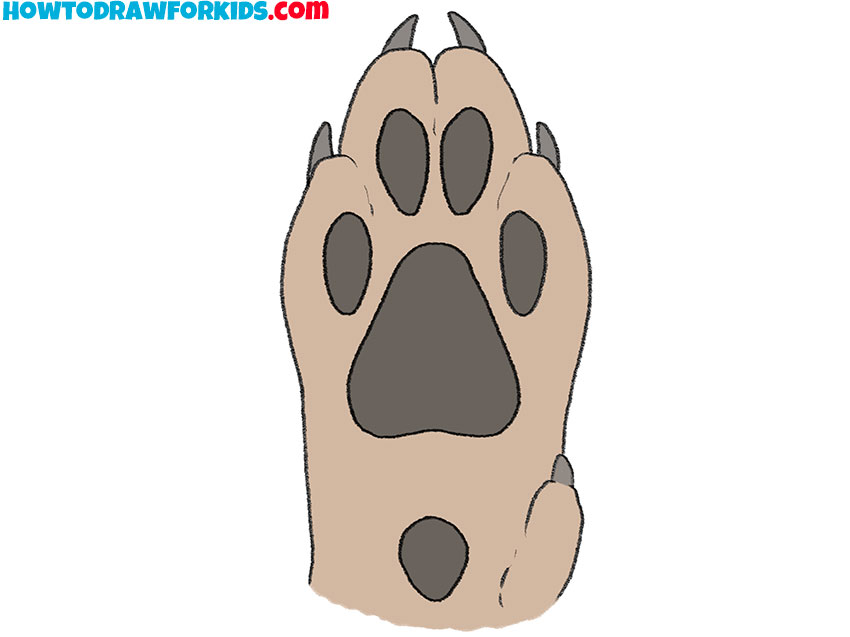 how to draw a wolf paw easy