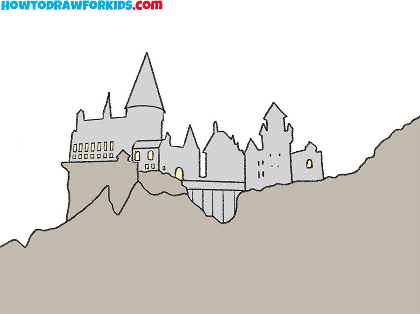 how to draw hogwarts easy