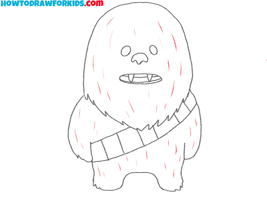 Draw the fur on Chewbacca’s body
