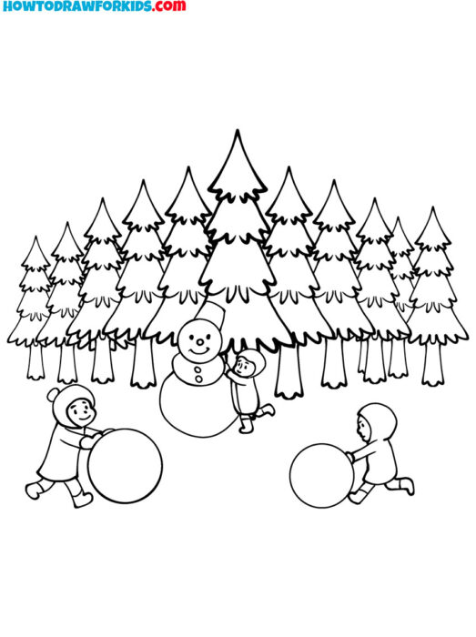 cartoon winter coloring pages