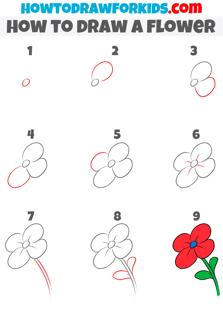 how to draw a flower step by step