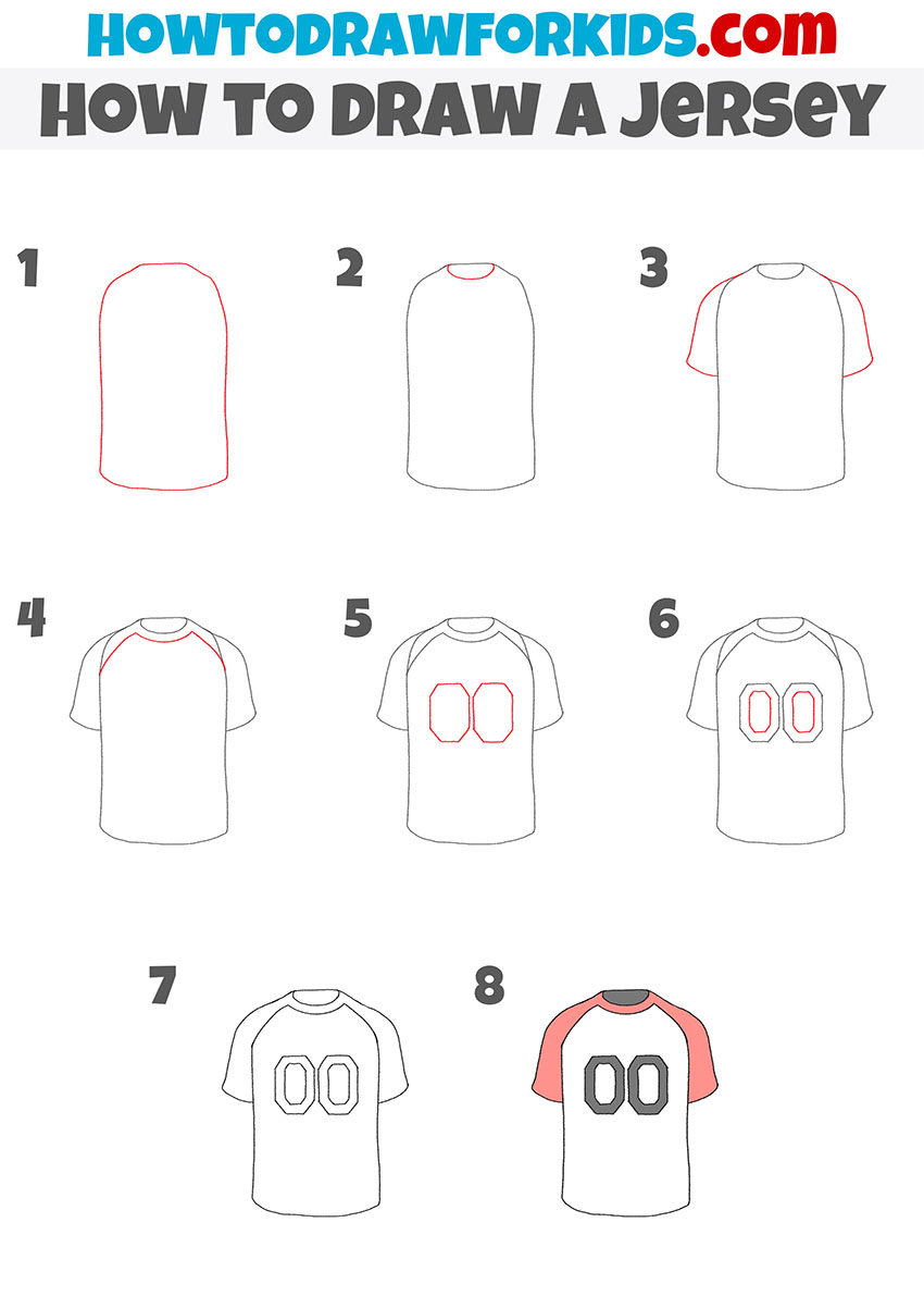 how to draw a jersey step by step