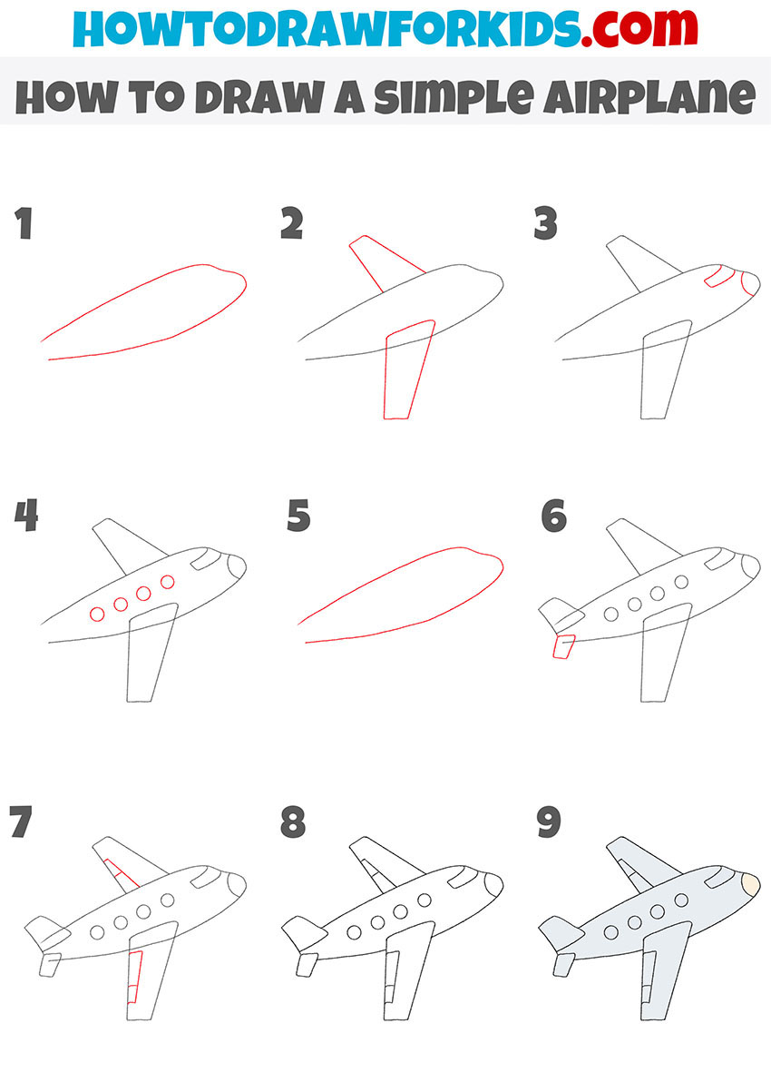 how to draw a simple airplane step by step