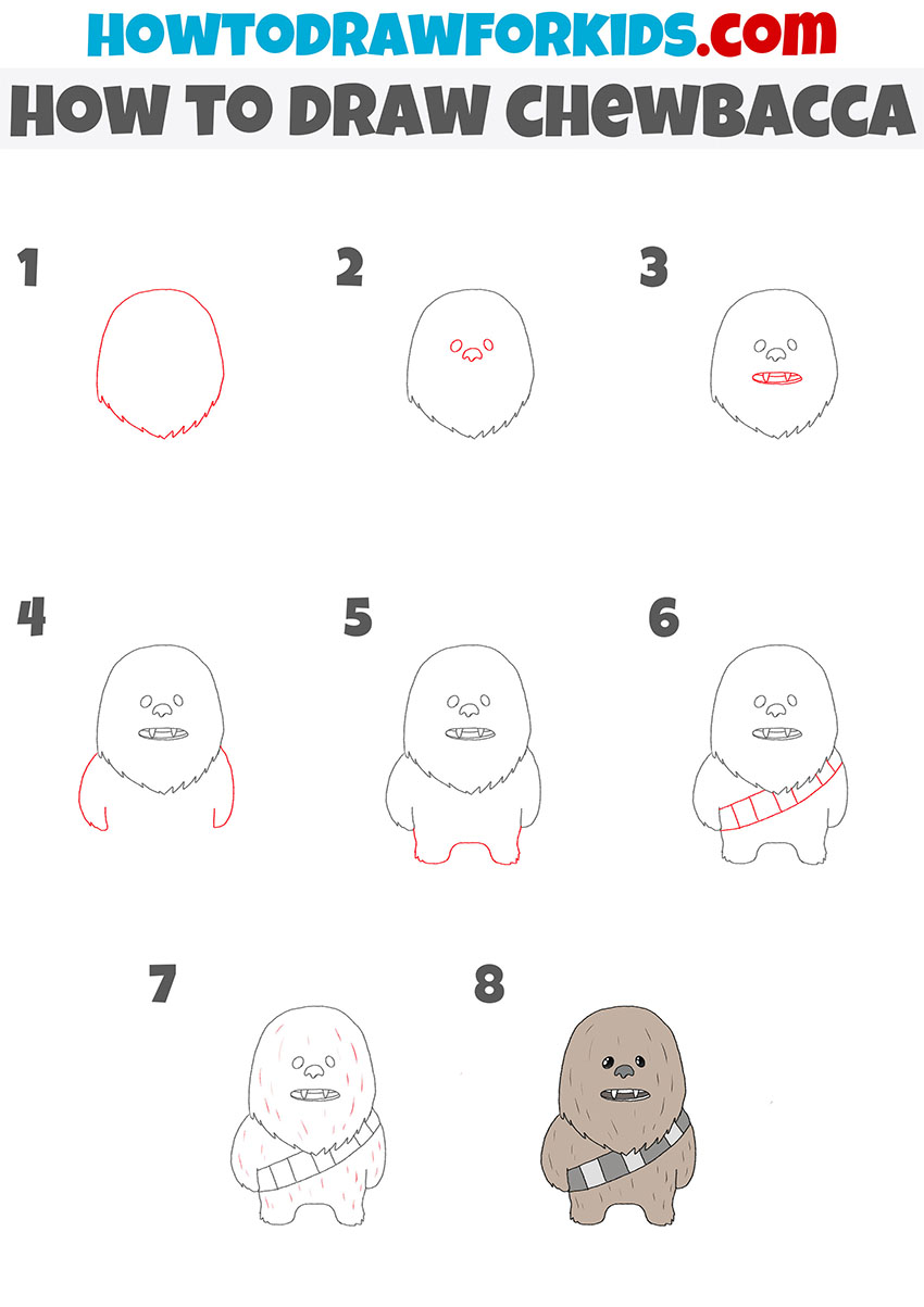 how to draw chewbacca step by step