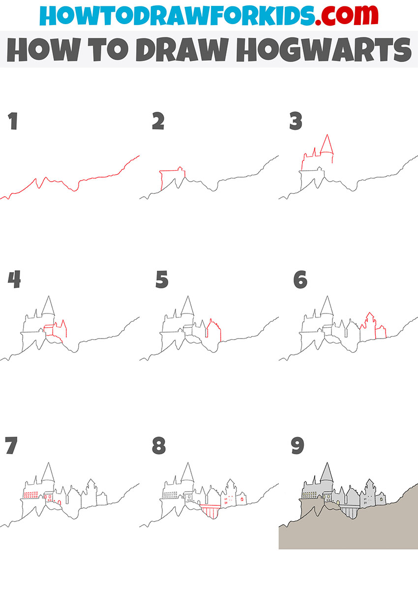 how to draw hogwarts step by step