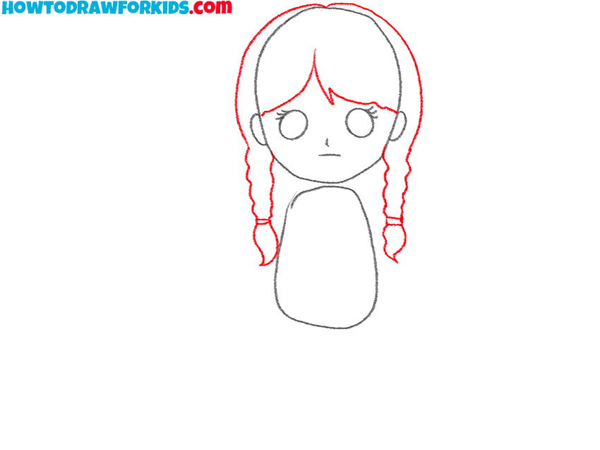 Draw the hair outline and braids